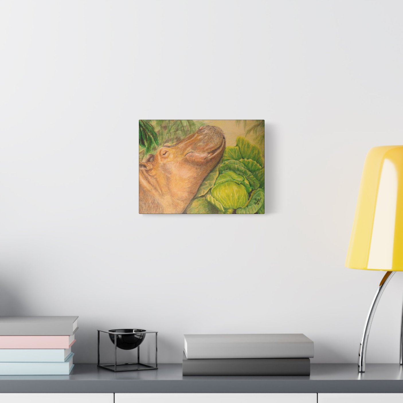 Hippo Cabbage on Canvas