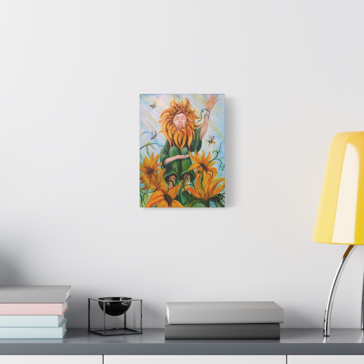 Sunflower And Bees on Canvas
