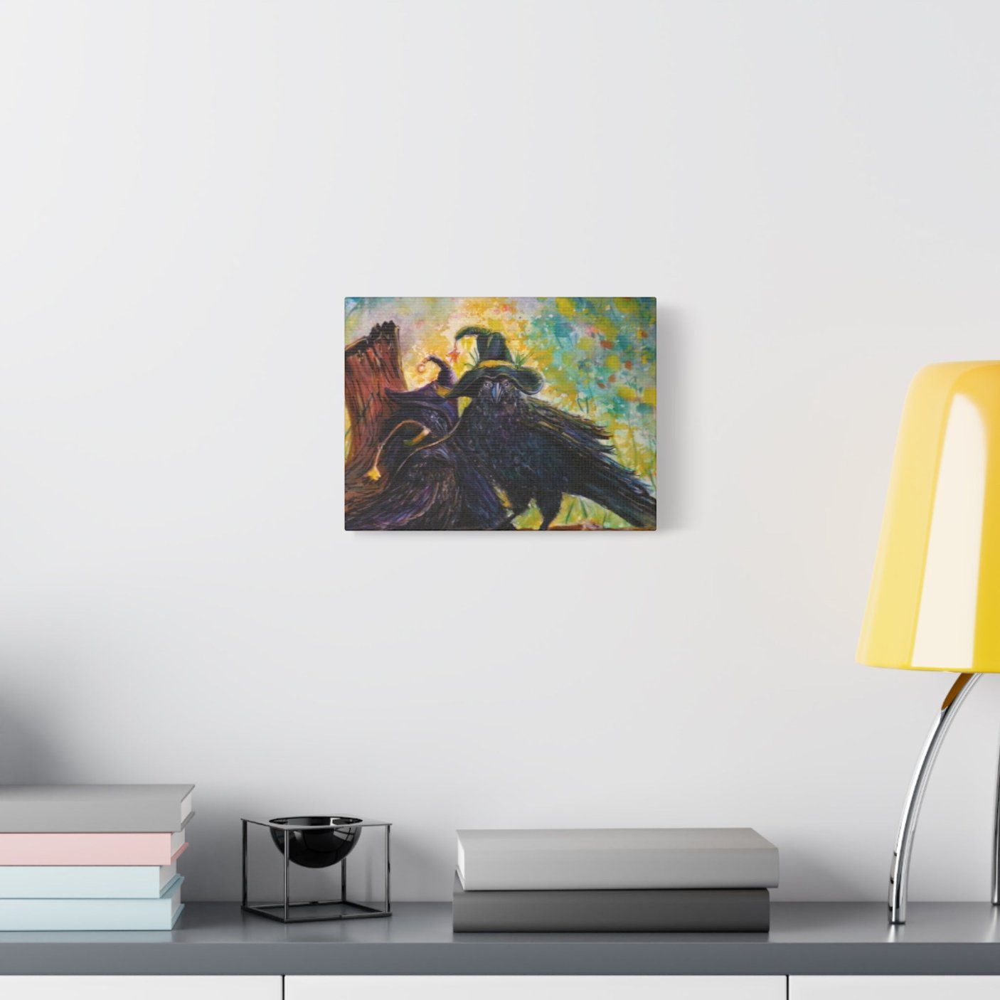 Crows and Hats on Canvas