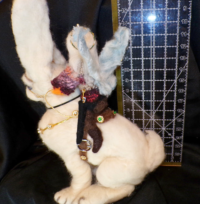 Rabbit King Felted Figure