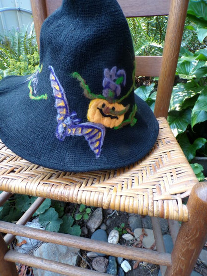 Hat White Bat and Pumpkins
