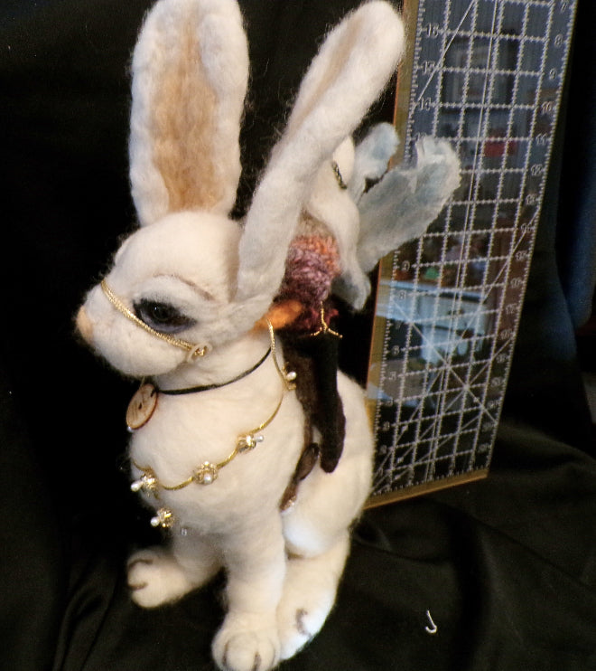 Rabbit King Felted Figure