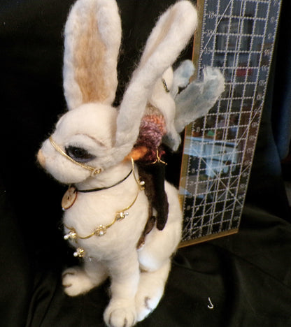 Rabbit King Felted Figure