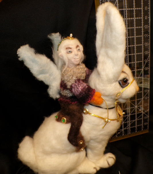 Rabbit King Felted Figure