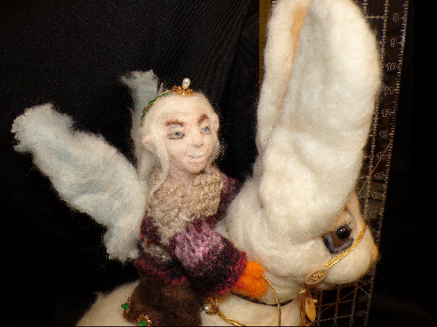 Rabbit King Felted Figure